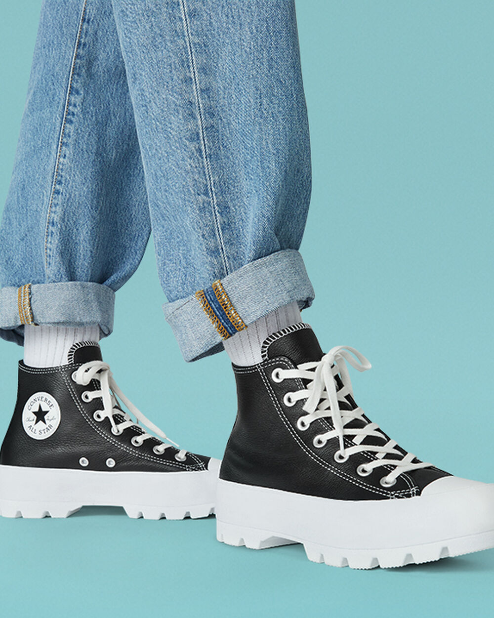 Botas de Invierno Converse Chuck Taylor All Star Mujer Negras Blancas | Uruguay-43178