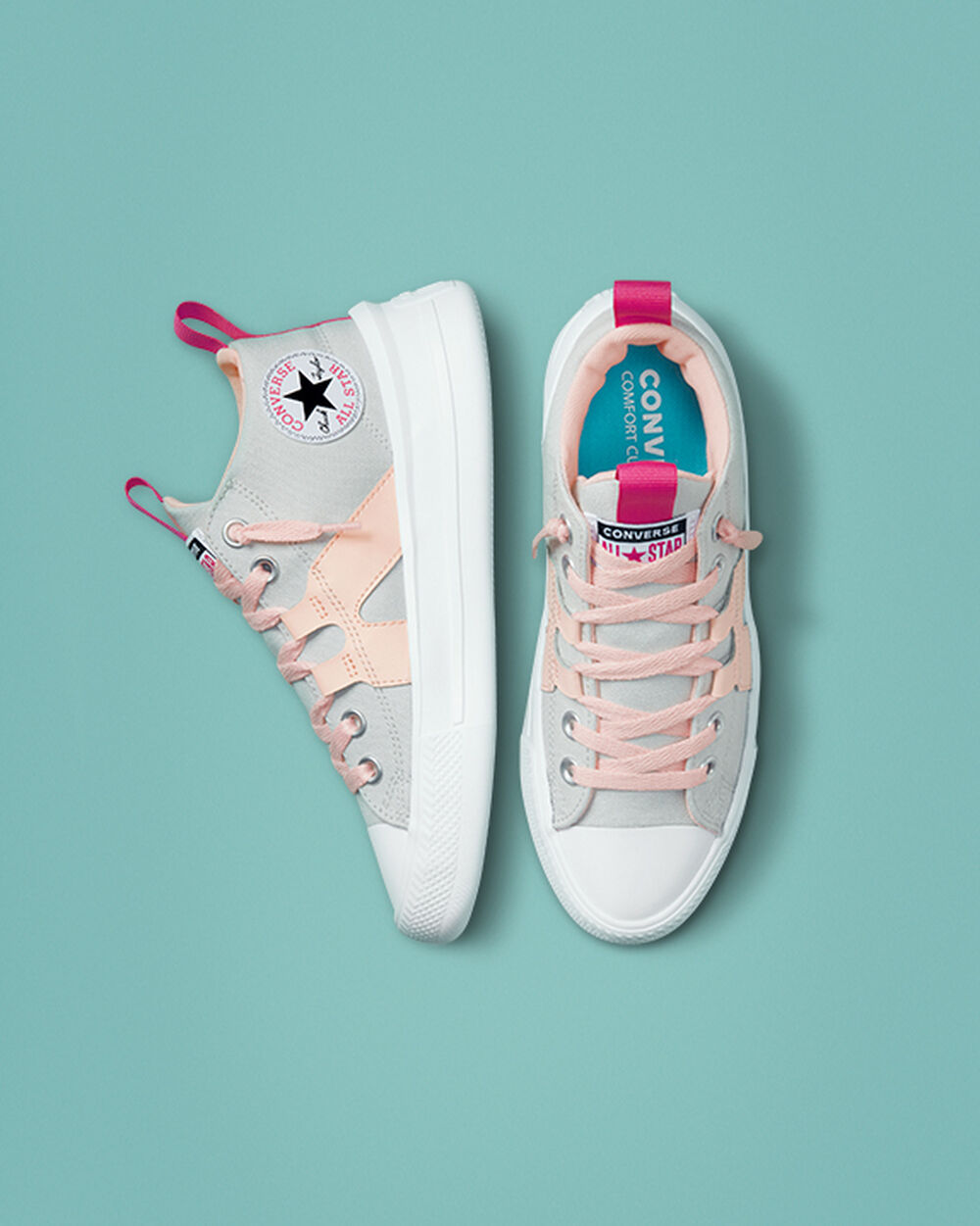 Zapatillas Converse Chuck Taylor All Star Niña Gris Claro Rosas | Uruguay-24039