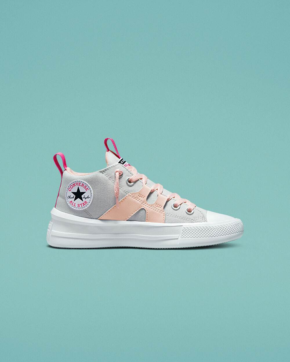 Zapatillas Converse Chuck Taylor All Star Niña Gris Claro Rosas | Uruguay-24039